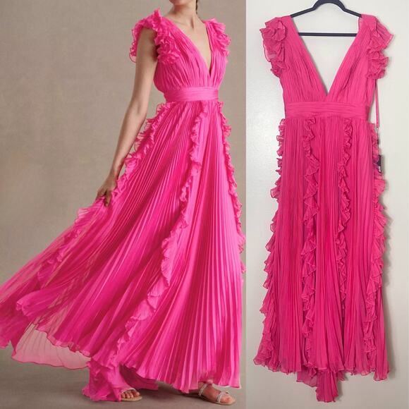 Mac Duggal Dresses & Skirts - MAC DUGGAL DRESS 6 PINK WEDDING GUEST GOWN RUFFLE LONG FORMAL CHIFFON BRIDESMAID